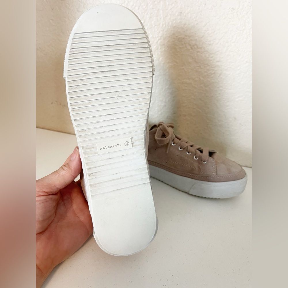 ALL SAINTS Trish suede platform sneaker in Dirty Pink. US 8/39 - Picture 11 of 13